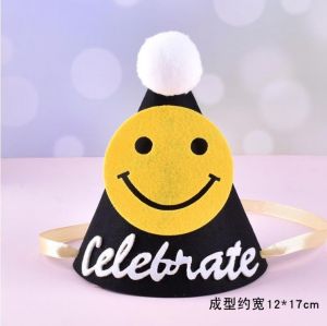 MŨ SINH NHẬT MẶT CƯỜI NỈ ĐEN